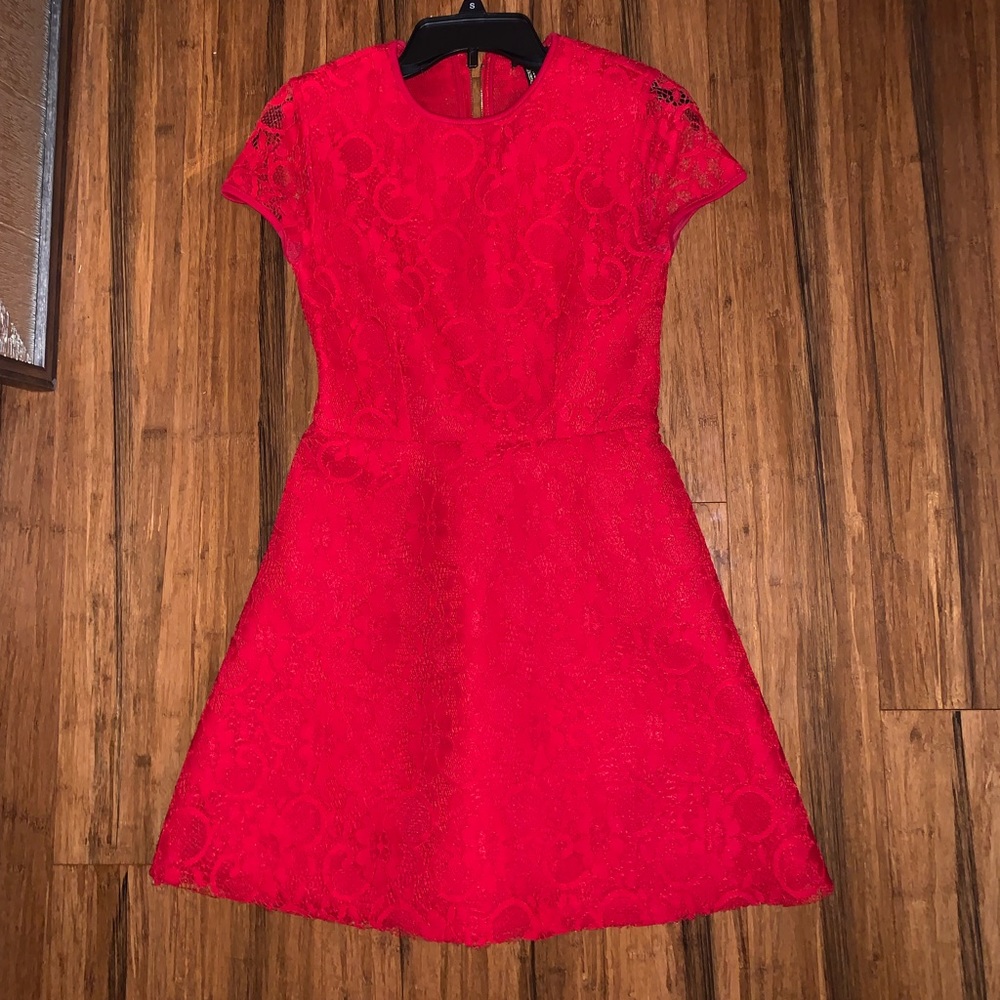 Red lace baby doll dress